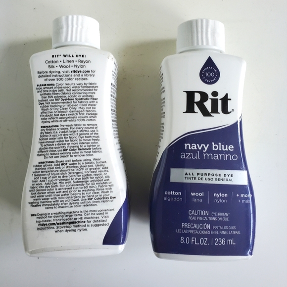 New 2 Bottles of Rit All Purpose Liquid Dye Navy Blue - Picture 2 of 3